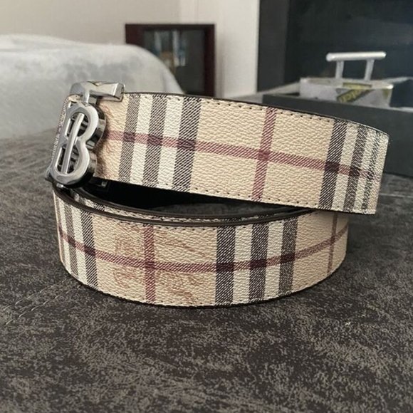 Burberry Black Inside Reversible Belt Chrome TB Buckle Size 95/38
